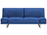 Sofa Bed Navy Blue Velvet Upholstery 3 Seater Click Clack Mechanism Adjustable Armrests Beliani