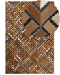Cowhide Area Rug Brown Leather Patchwork Diamond Geometric Pattern 160 x 230 cm Beliani