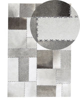 Area Rug Brown and Grey Cowhide Leather 140 x 200 cm Handcrafted Patchwork Vintage Beliani