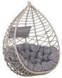 Hanging Chair Grey Rattan Metal Frame Indoor-Outdoor Basket Shape Boho Beliani