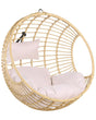 Hanging Chair Beige Rattan Round Wicker Basket without Stand with Cushions Boho Beliani