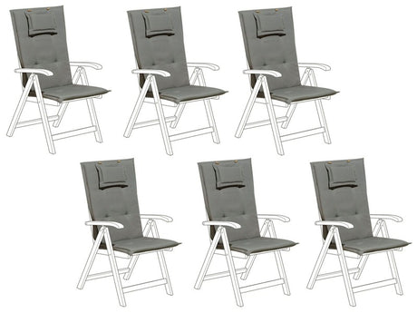 Set of 6 Garden Chair Cushion Grey Polyester Seat Backrest Pad Modern Design Outdoor Pad Beliani