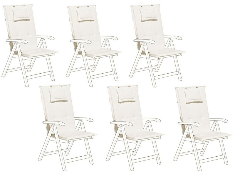 Set of 6 Garden Chair Cushion Off-White Polyester Seat Backrest Pad Modern Design Outdoor Pad Beliani