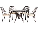 Garden Dining Set Brown Aluminium Outdoor Table 4 Chairs Polyester Seat Pads Beliani