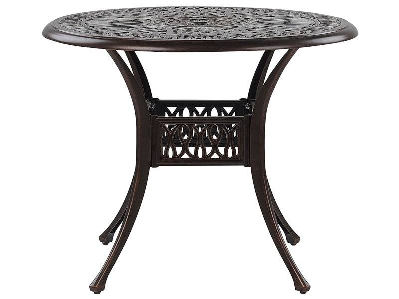 Garden Dining Table Brown Aluminium Round ø 90 cm Outdoor Vintage Beliani