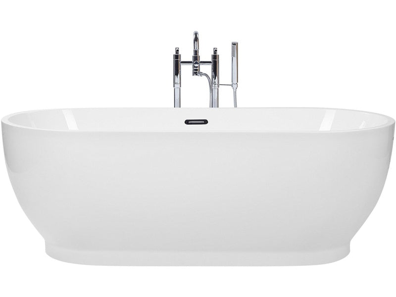 Freestanding Bath Glossy White Sanitary Acrylic Oval Modern Minimalist Design Beliani