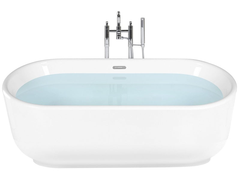 Freestanding Bath Glossy White Sanitary Acrylic Single Oval Modern Minimalist Design Beliani