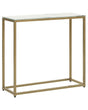 Console Table White Marble Effect Tempered Glass Top Gold Metal Base 80 x 30 cm Glam Modern Living Room Bedroom Hallway Beliani