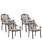 Set of 4 Garden Dining Chairs Brown Aluminium with Cushions Outdoor Vintage Beliani