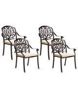 Set of 4 Garden Dining Chairs Brown Aluminium with Cushions Outdoor Vintage Beliani