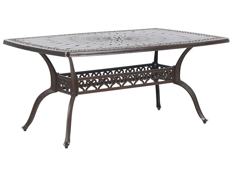 Garden Dining Table Brown Aluminium Rectangular 102 x 165 cm Outdoor Vintage Beliani