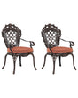 Set of 2 Garden Dining Chairs Brown Aluminium Polyester Seat Pads Vintage Beliani