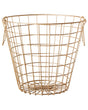 Wire Basket Gold Metal Round with Handles Modern Glamour Storage Accessory for Blankets Towels Newspaper Beliani