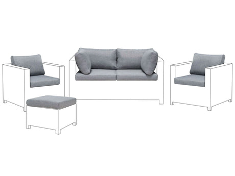 Outdoor Cushion Cover Set Grey Fabric Garden Furniture Seat and Back Pillow Cases Beliani