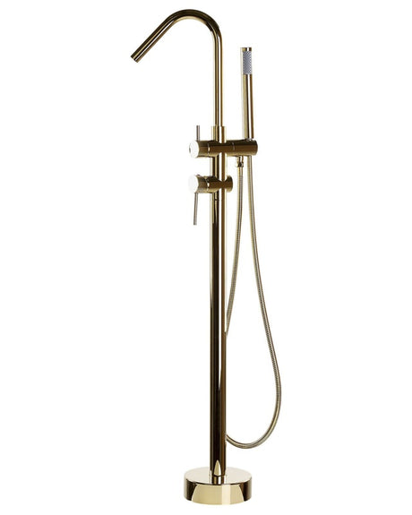 Bath Mixer Tap Gold Chrome Freestanding Modern Beliani