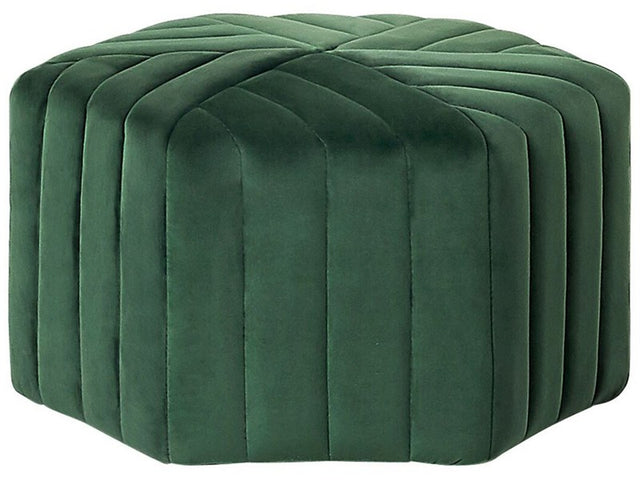 Pouffe Green Velvet 53 x 48 x 29 cm Upholstered Hexagonal Footstool Ottman Glamour Style Living Room Beliani