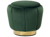 Pouffe Green Velvet Upholstery Golden Base  43 x 37 cm Footstool Glamorous Beliani