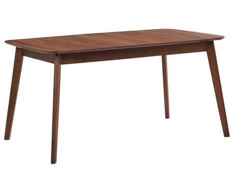 Dining Room Kitchen Table Veneered Slanted Legs 150 x 90 cm Dark Walnut Madox Beliani