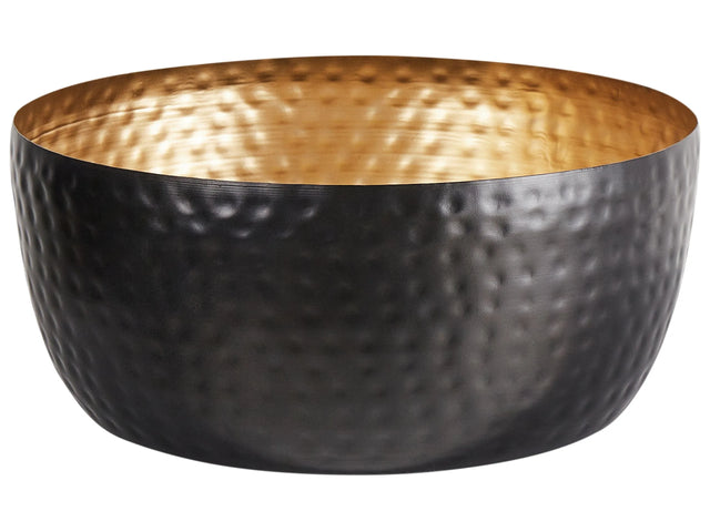 Decorative Bowl Black and Gold Metal Round Honeycomb Pattern Accent Home Decor Accessory Glam Design Beliani