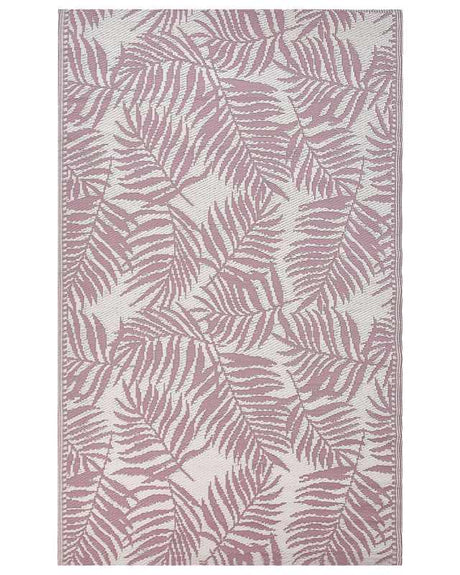 Outdoor Rug Mat Pink Synthetic 120 x 180 cm Palm Leaf Floral Pattern Modern Balcony Patio Terrace Beliani