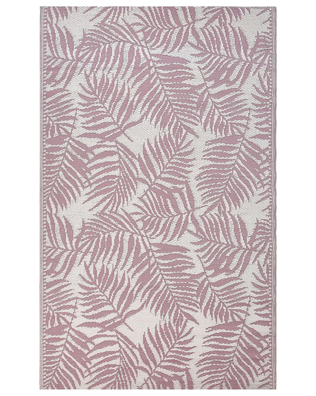 Outdoor Rug Mat Pink Synthetic 120 x 180 cm Palm Leaf Floral Pattern Modern Balcony Patio Terrace Beliani