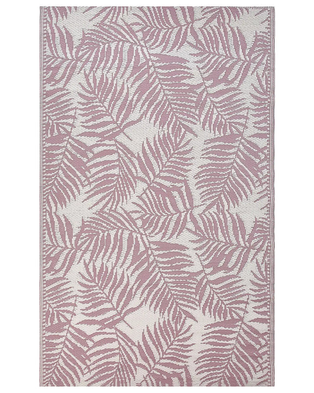 Outdoor Rug Mat Pink Synthetic 120 x 180 cm Palm Leaf Floral Pattern Modern Balcony Patio Terrace Beliani