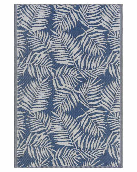 Outdoor Rug Mat Blue Synthetic 120 x 180 cm Palm Leaf Floral Pattern Modern Balcony Patio Terrace Beliani