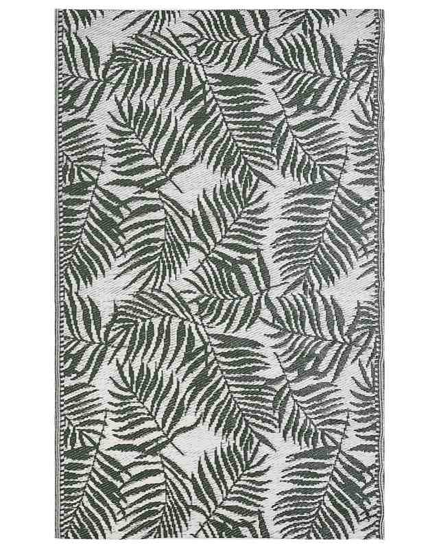 Outdoor Rug Mat Dark Green Synthetic 120 x 180 cm Palm Leaf Floral Pattern Modern Balcony Patio Terrace Beliani