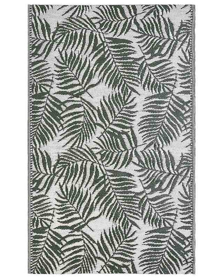 Outdoor Rug Mat Dark Green Synthetic 120 x 180 cm Palm Leaf Floral Pattern Modern Balcony Patio Terrace Beliani