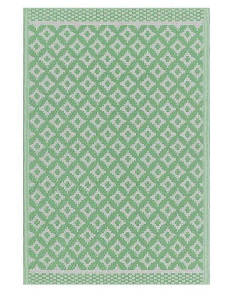 Area Rug Light Green Synthetic Material 120 x 180 cm Indoor Outdoor Geometric Pattern Modern Balcony Patio Beliani