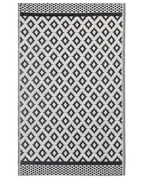 Area Rug Black Synthetic Material 120 x 180 cm Indoor Outdoor Geometric Pattern Modern Balcony Patio Beliani