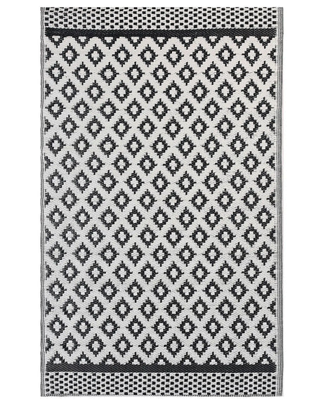 Area Rug Black Synthetic Material 120 x 180 cm Indoor Outdoor Geometric Pattern Modern Balcony Patio Beliani