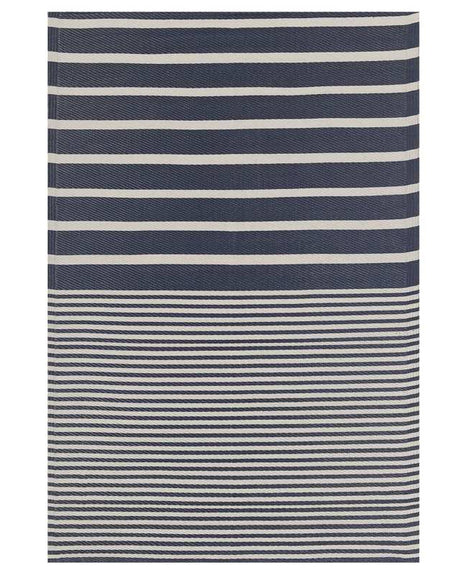 Outdoor Rug Mat Blue Synthetic 120 x 180 cm Striped Geometric Pattern Eco Friendly Modern Minimalist Beliani