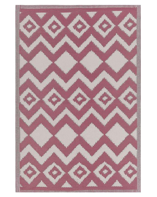 Area Rug Pink Synthetic Material 120 x 180 cm Indoor Outdoor Geometric Zigzag Pattern Modern Balcony Patio Beliani