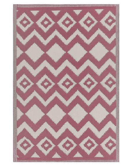 Area Rug Pink Synthetic Material 120 x 180 cm Indoor Outdoor Geometric Zigzag Pattern Modern Balcony Patio Beliani