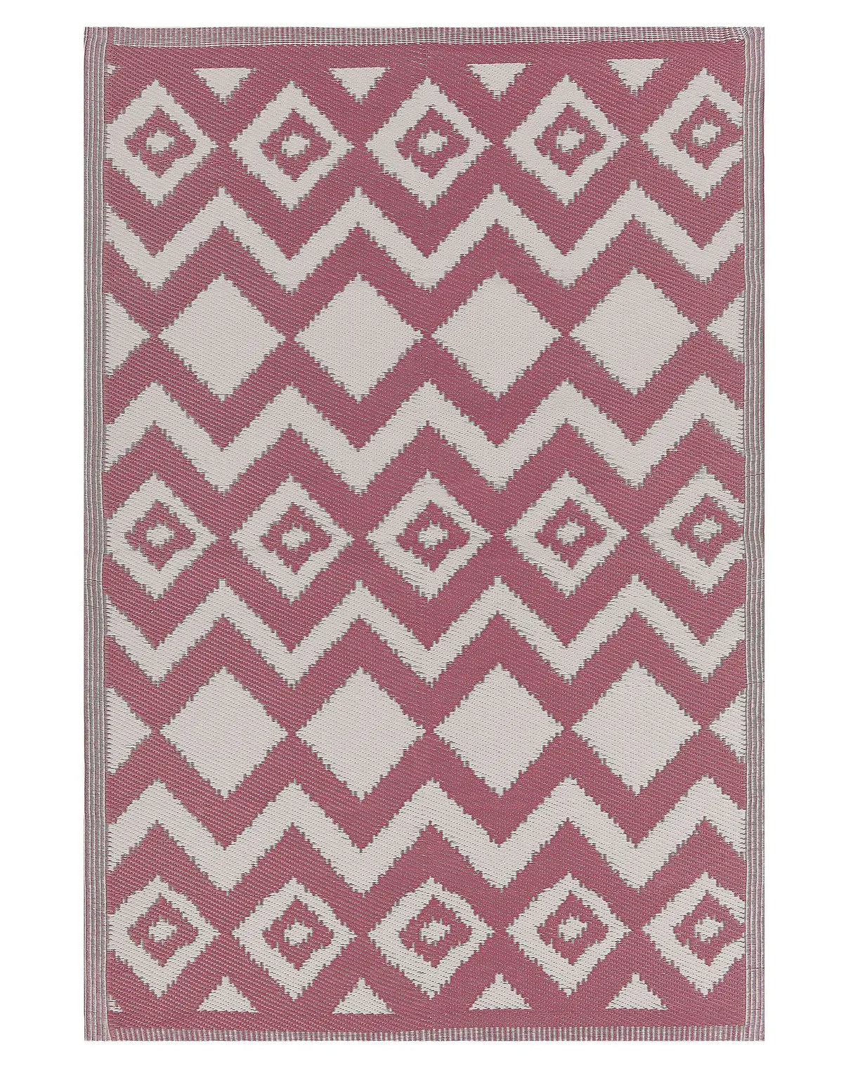 Area Rug Pink Synthetic Material 120 x 180 cm Indoor Outdoor Geometric Zigzag Pattern Modern Balcony Patio Beliani