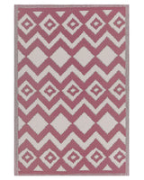 Area Rug Pink Synthetic Material 120 x 180 cm Indoor Outdoor Geometric Zigzag Pattern Modern Balcony Patio Beliani