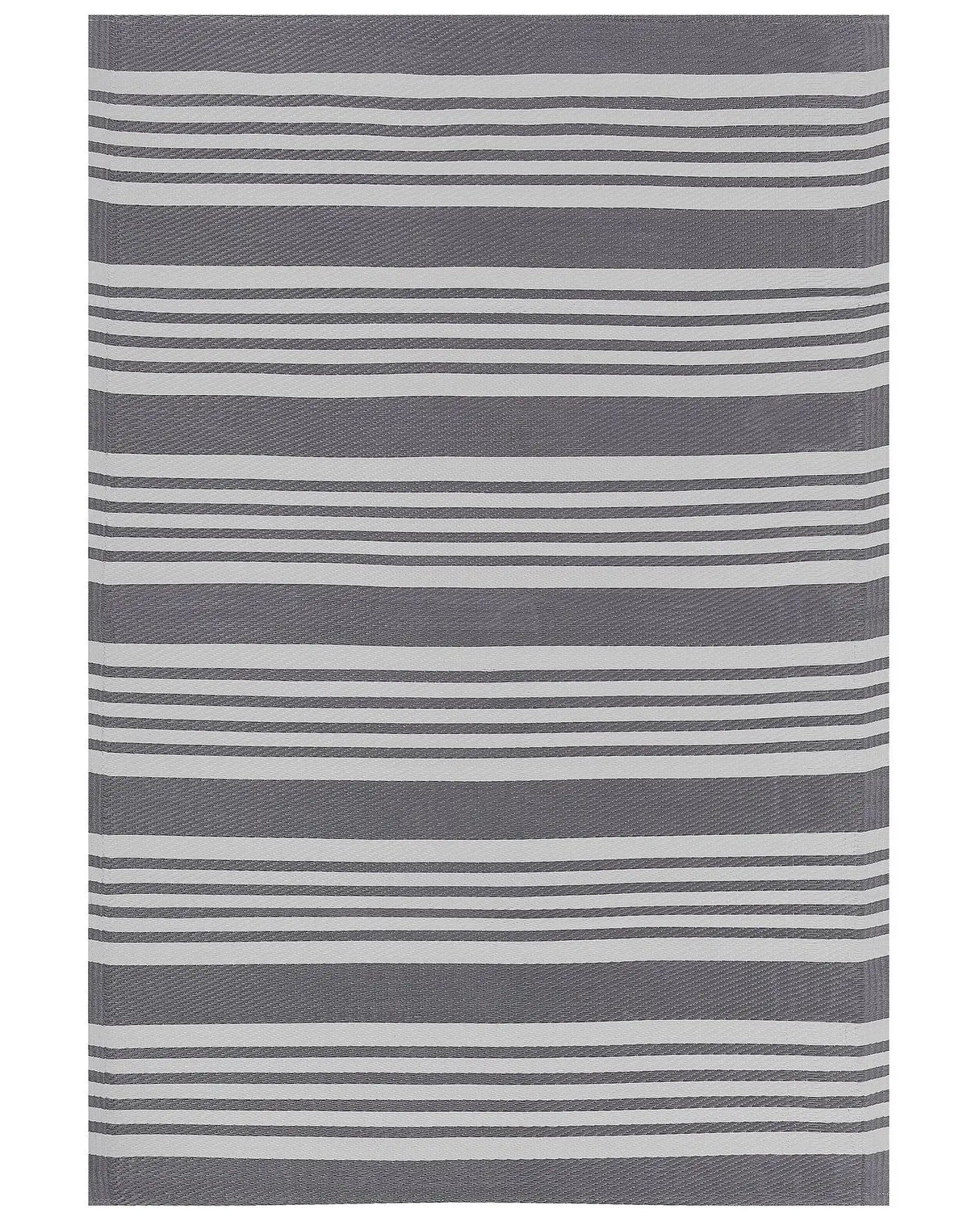 Outdoor Rug Mat Grey Synthetic 120 x 180 cm Striped Pattern Modern Beliani