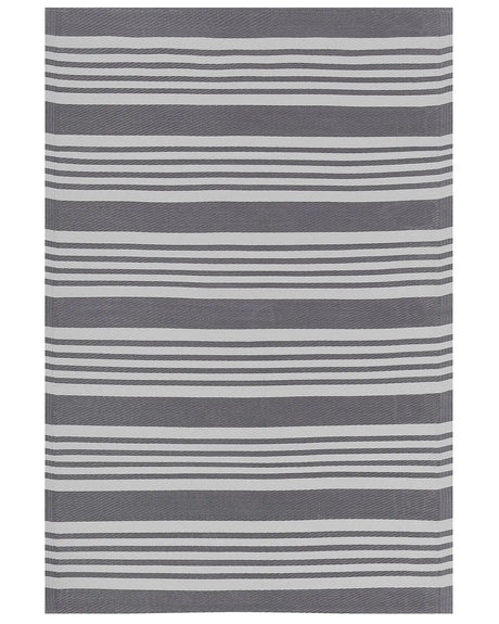 Outdoor Rug Mat Grey Synthetic 120 x 180 cm Striped Pattern Modern Beliani