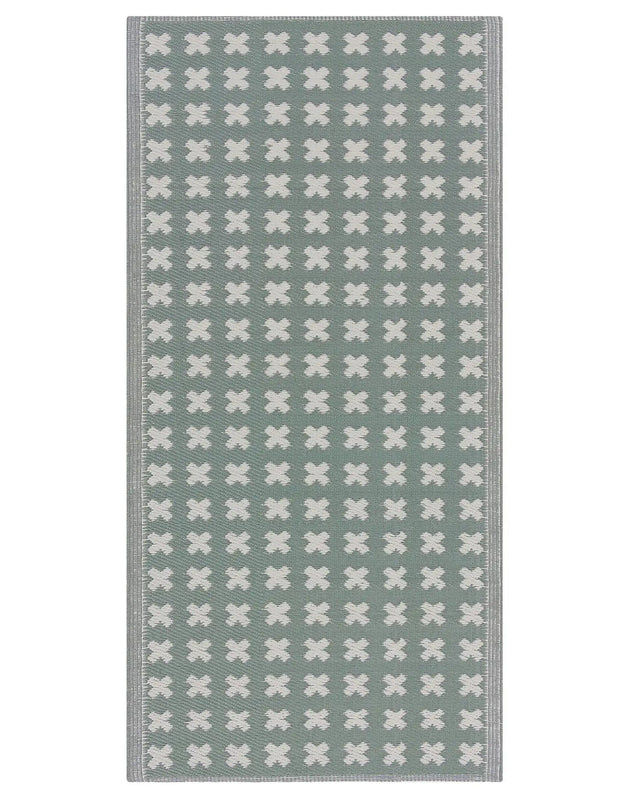 Outdoor Rug Mat Green Synthetic 90 x 180 cm Eco Friendly Modern Minimalist Beliani