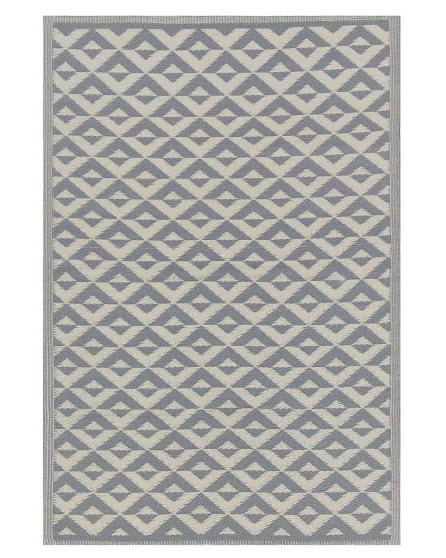 Outdoor Rug Mat Grey Synthetic 120 x 180 cm Diamond Geometric Pattern Eco Friendly Modern Minimalist Beliani