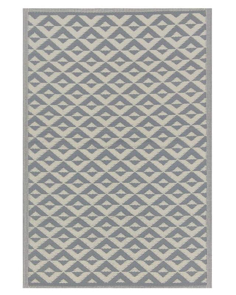 Outdoor Rug Mat Grey Synthetic 120 x 180 cm Diamond Geometric Pattern Eco Friendly Modern Minimalist Beliani