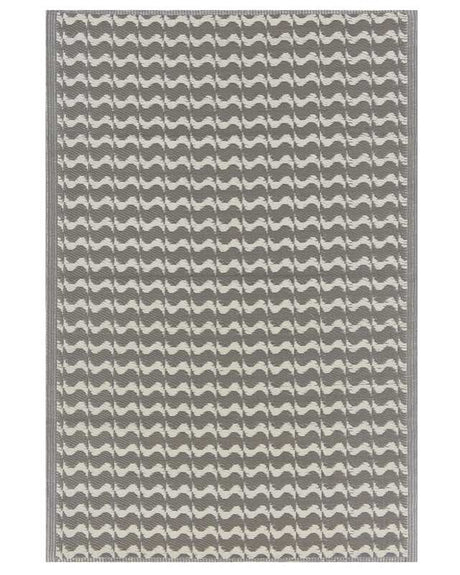 Outdoor Area Rug Grey Synthetic Materials Rectangular 120 x 180 cm Geometric Wavy Pattern Balcony Accessories Beliani