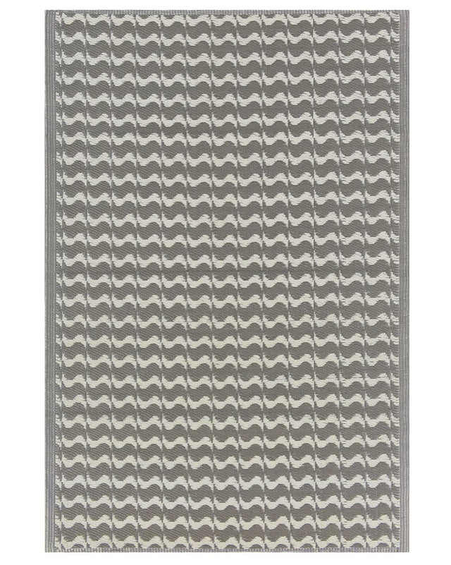 Outdoor Area Rug Grey Synthetic Materials Rectangular 120 x 180 cm Geometric Wavy Pattern Balcony Accessories Beliani