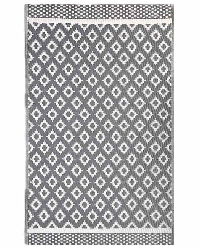 Area Rug Grey Synthetic Material 120 x 180 cm Indoor Outdoor Geometric Pattern Modern Balcony Patio Beliani