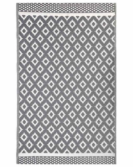 Area Rug Grey Synthetic Material 120 x 180 cm Indoor Outdoor Geometric Pattern Modern Balcony Patio Beliani