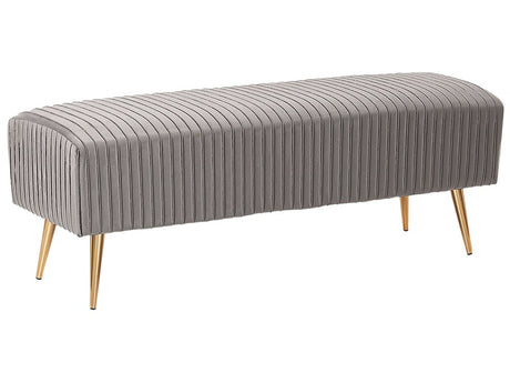 Bench Grey Velvet Upholstered Gold Metal Legs 118 x 40 cm Glamour Living Room Bedroom Hallway Beliani