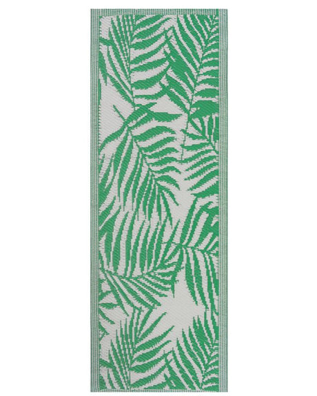 Outdoor Rug Mat Green Synthetic 60 x 105 cm Palm Leaf Floral Pattern Modern Balcony Patio Terrace Beliani