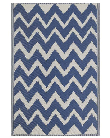 Outdoor Area Rug Navy Blue Synthetic Materials Rectangular 120 x 180 cm Zig Zag Pattern Beliani