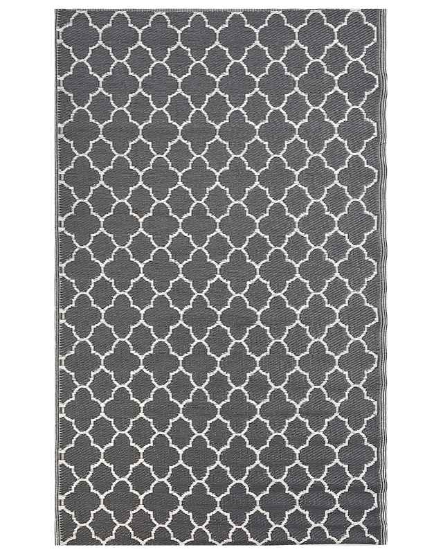 Outdoor Area Rug Grey Synthetic Materials Rectangular 120 x 180 cm Quatrefoil Pattern Balcony Accessories Beliani